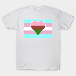 Transgender Pride Flag with Gynesexual/Gynephilic Heart T-Shirt